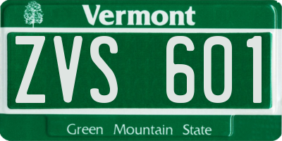 VT license plate ZVS601
