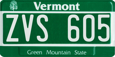 VT license plate ZVS605