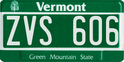 VT license plate ZVS606