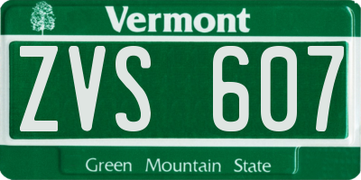 VT license plate ZVS607