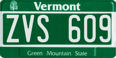VT license plate ZVS609