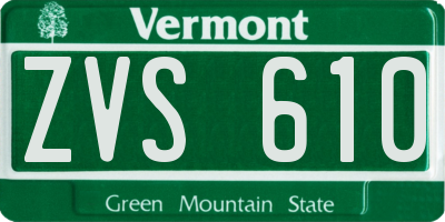 VT license plate ZVS610
