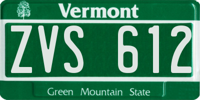 VT license plate ZVS612