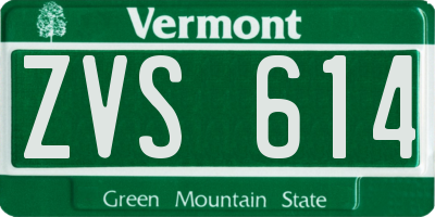VT license plate ZVS614