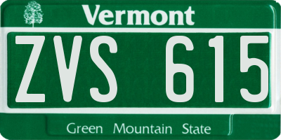 VT license plate ZVS615
