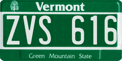 VT license plate ZVS616