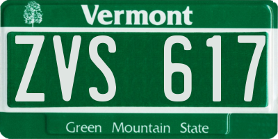 VT license plate ZVS617
