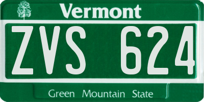VT license plate ZVS624