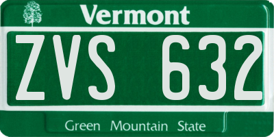 VT license plate ZVS632