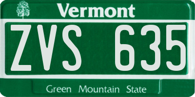 VT license plate ZVS635