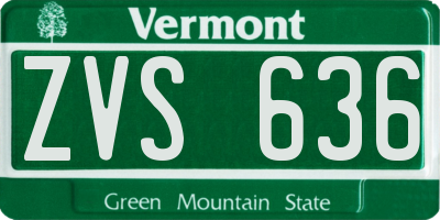 VT license plate ZVS636