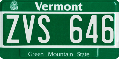 VT license plate ZVS646