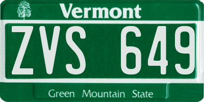 VT license plate ZVS649