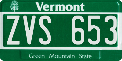 VT license plate ZVS653