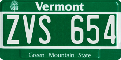VT license plate ZVS654