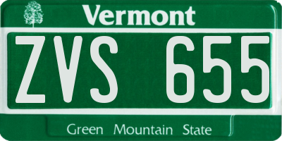 VT license plate ZVS655