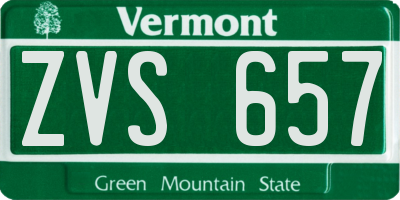 VT license plate ZVS657