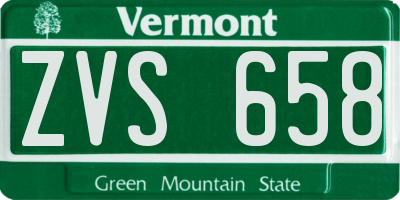 VT license plate ZVS658