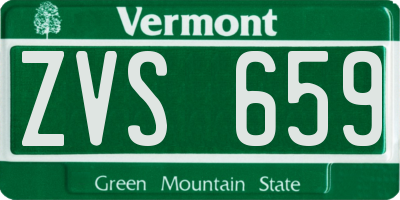 VT license plate ZVS659