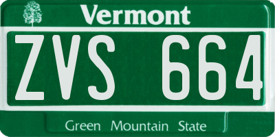 VT license plate ZVS664