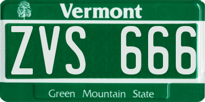 VT license plate ZVS666
