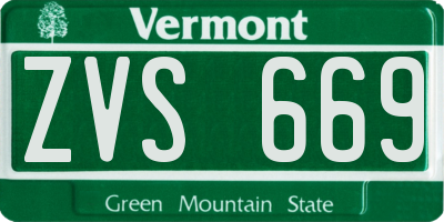 VT license plate ZVS669