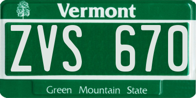 VT license plate ZVS670