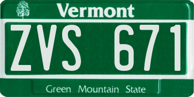 VT license plate ZVS671