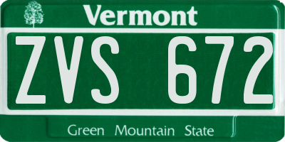 VT license plate ZVS672