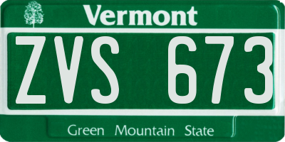 VT license plate ZVS673
