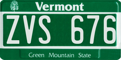 VT license plate ZVS676