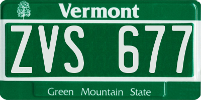 VT license plate ZVS677