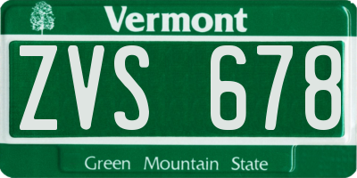 VT license plate ZVS678