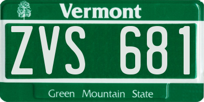 VT license plate ZVS681