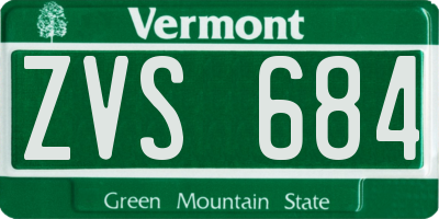 VT license plate ZVS684