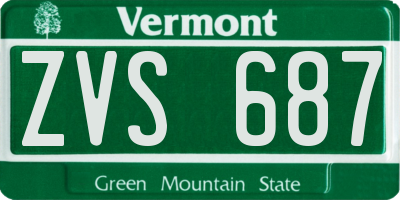 VT license plate ZVS687