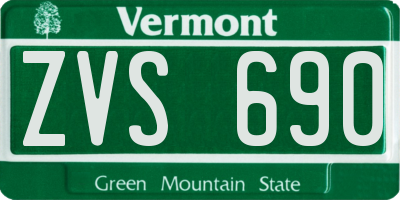 VT license plate ZVS690