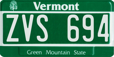 VT license plate ZVS694