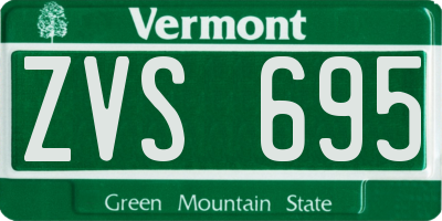 VT license plate ZVS695