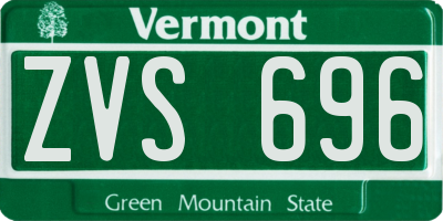 VT license plate ZVS696