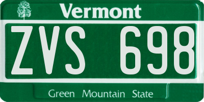 VT license plate ZVS698