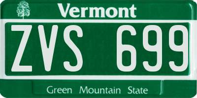 VT license plate ZVS699