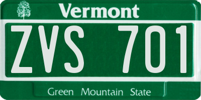VT license plate ZVS701