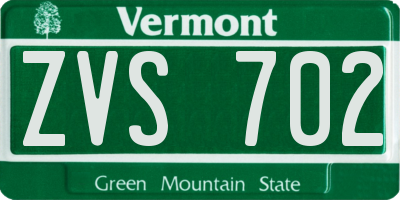 VT license plate ZVS702