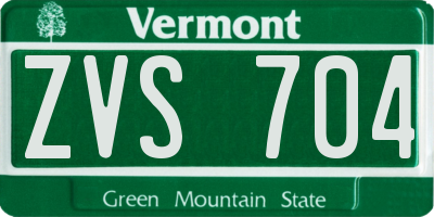 VT license plate ZVS704