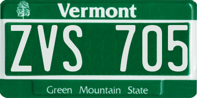 VT license plate ZVS705