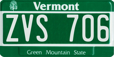 VT license plate ZVS706