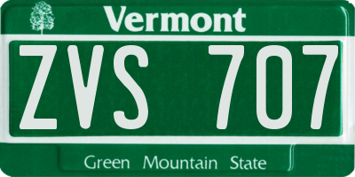 VT license plate ZVS707