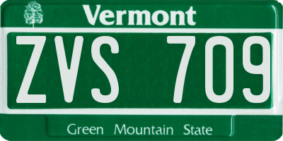 VT license plate ZVS709