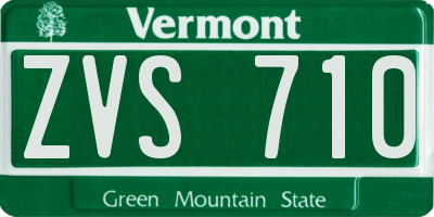 VT license plate ZVS710